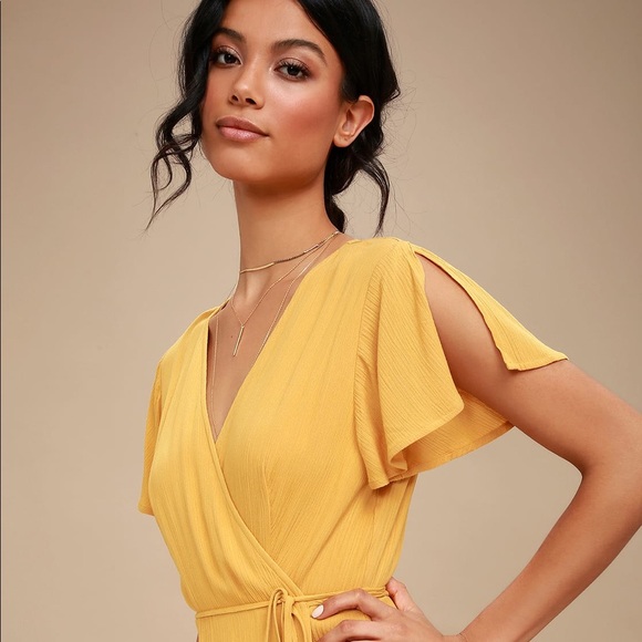 lulus yellow wrap dress